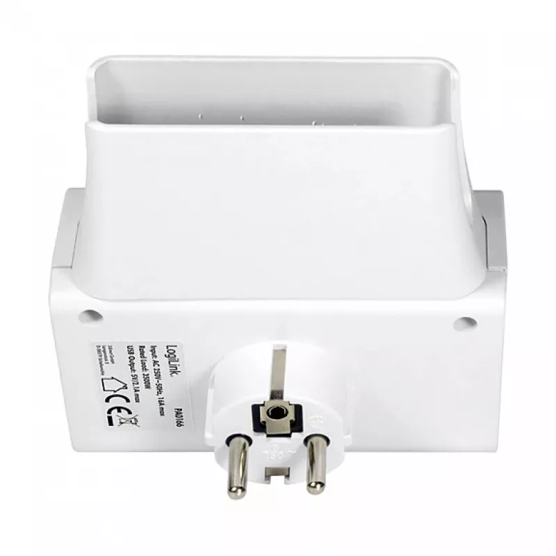 LogiLink USB-A seinahoidikuga laadija 10.5W 2 pordiga, valge