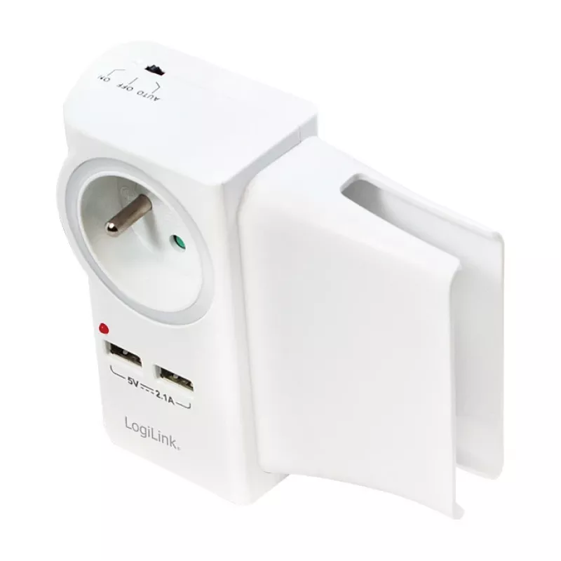 LogiLink USB-A seinahoidikuga laadija 10.5W 2 pordiga, valge