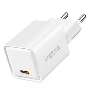 LogiLink USB-C laadija 20W GaN, 1 pordiga, USB Power Delivery, valge