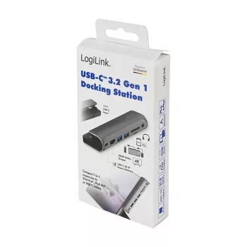 LOGILINK USB-C dokkimisjaam, 7 porti, USB 3.2 Gen1, 100W PD, 4K HDMI, iPadile, alumiinium (UA0385)