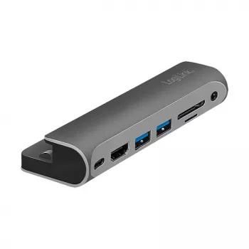 LOGILINK USB-C dokkimisjaam, 7 porti, USB 3.2 Gen1, 100W PD, 4K HDMI, iPadile, alumiinium (UA0385)