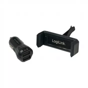 LogiLink USB auto laadija komplekt, 2-pordiline laadija + hoidik