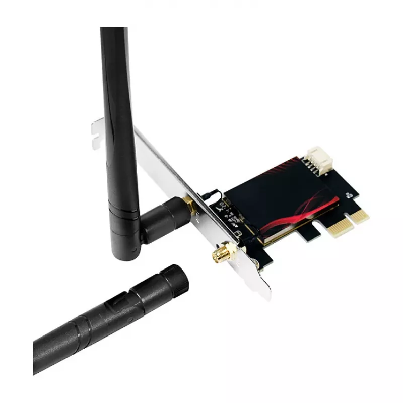 LogiLink WL0248 PCI-Express Wi-Fi 6E AX5400 kolmeribaline kaart Bluetooth 5.2-ga, 2.4/5/6 GHz, 2x eemaldatavad 5 dBi antennid, Intel AX210, WPA3, Windows 10/11 ja Linux