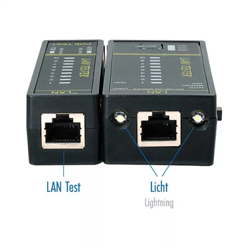 LOGILINK WZ0080 LAN-kaabli tester ja PoE-detektor magneti, taskulambi, taustvalgustusega LCD-ekraani ja 300 m ulatusega