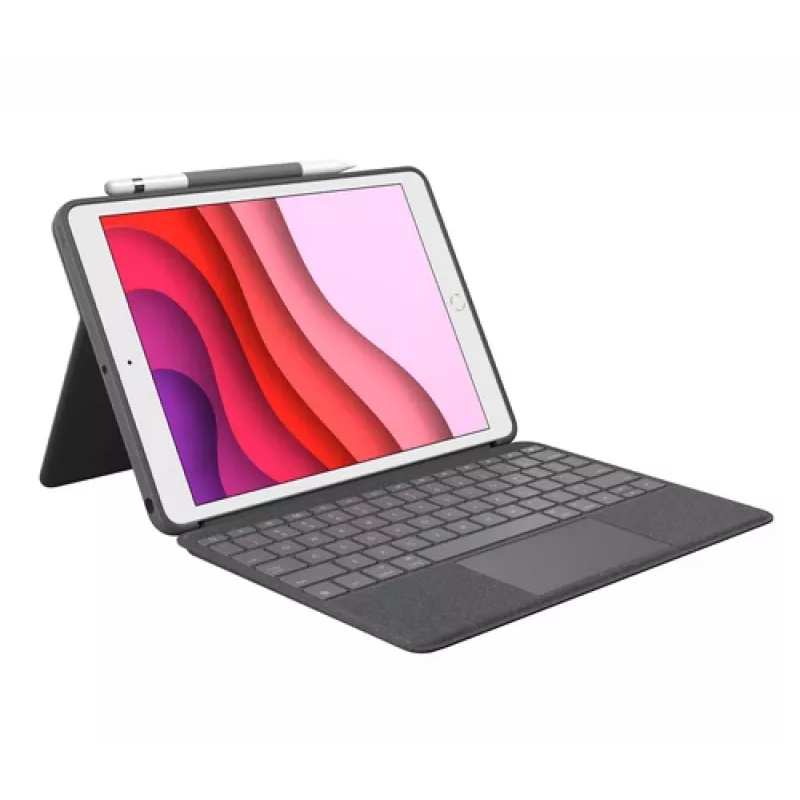 Logitech Combo Touch klaviatuur ja kaanekott puuteplaadiga Apple 10,2-tollisele iPadile (7., 8., 9. põlvkond) - grafiit - UK paigutus