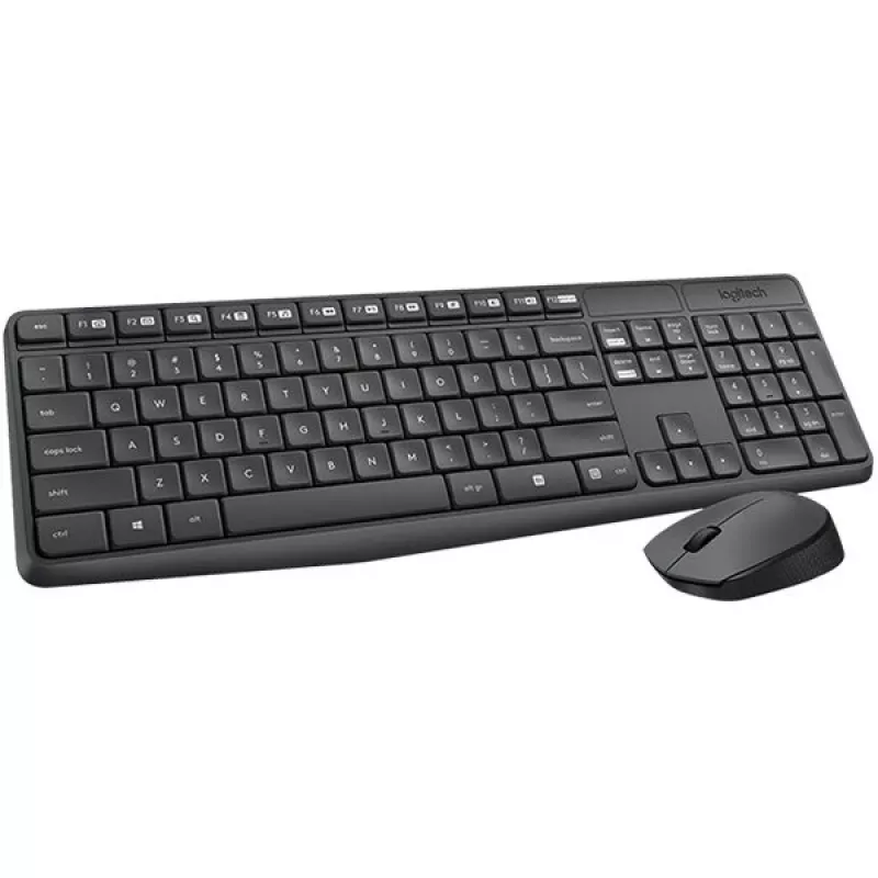 Logitech MK235 juhtmevaba klaviatuuri ja hiire komplekt, 2,4 GHz RF, QWERTZ paigutus, must, USB-vastuvõtja – 920-008031