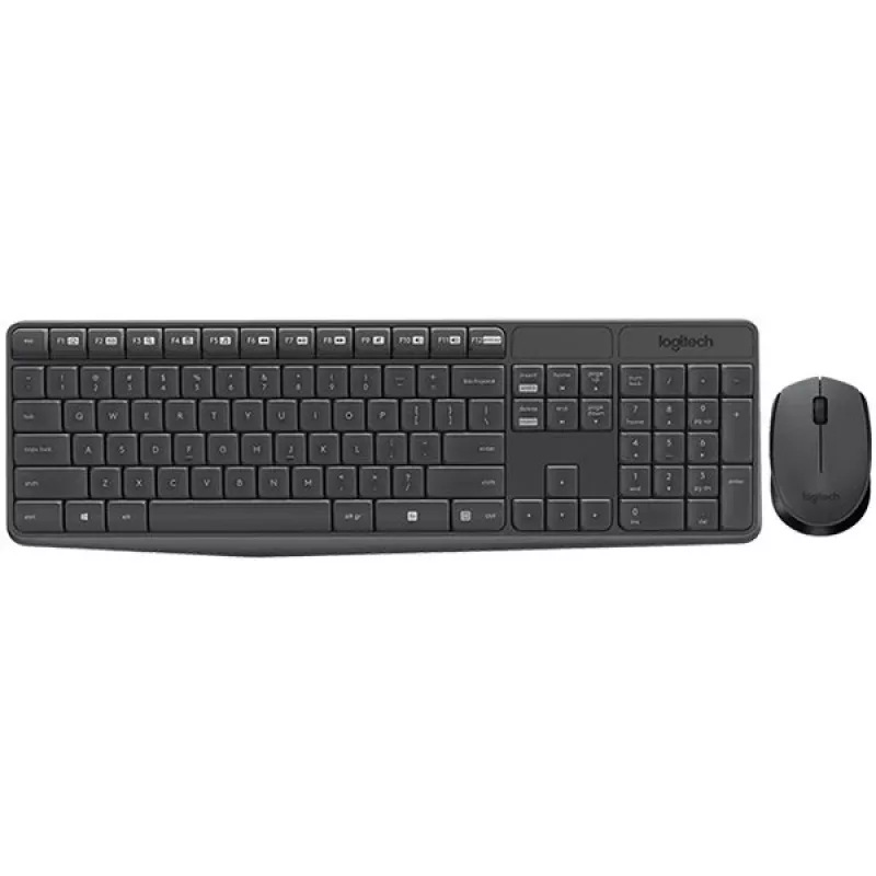Logitech MK235 juhtmevaba klaviatuuri ja hiire komplekt, 2,4 GHz RF, QWERTZ paigutus, must, USB-vastuvõtja – 920-008031