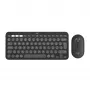 Logitech Pebble 2 Combo Tonal Graphite juhtmevaba klaviatuuri ja hiire komplekt, AZERTY prantsuse paigutus, Bluetooth & Logi Bolt USB vastuvõtja, vaiksed klõpsud, mitme seadme tugi, taaskasutatud plast