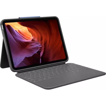 Logitech Rugged Folio koos USA rahvusvahelise QWERTY klaviatuuriga Apple iPad 10. põlvkonna jaoks (A2696) - Grafiit, MIL-STD-810G kukkumiskaitse