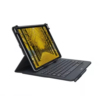 Logitech universaalne klaviatuur ja folio-ümbris 9-10 tollistele tahvelarvutitele, Bluetooth 3.0, QWERTZ Šveitsi-saksa paigutus, grafiit