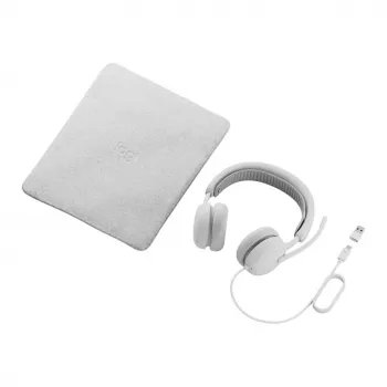 Logitech Zone Wired 2 on-ear USB-C peakomplekt mürasummutava poom-mikrofoniga, valkjas