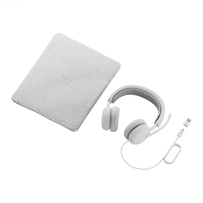 Logitech Zone Wired 2 on-ear USB-C peakomplekt mürasummutava poom-mikrofoniga, valkjas