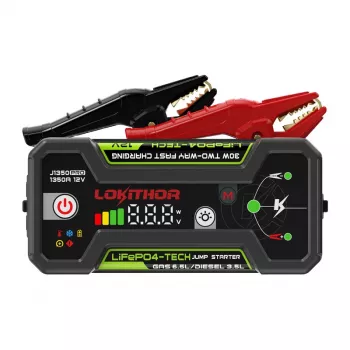 LOKITHOR J1350 Pro 25.6Wh 12V käivitusabi 2500A tippvooluga ja õhukompressoriga