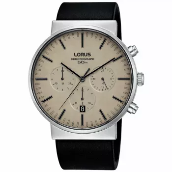 Lorus Meeste Kvarts Analoogkell RT381GX9 - 43mm Roostevabast Terasest Käevõru, Must Sihtnumber, 100m Veekindlus