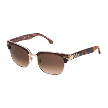 LOZZA SL2253M52300K Unisex Ristkülikukujulised Päikeseprillid - Must Atsetaatraam, Hallid Polükarbonaat Läätsed, UV400 Kaitse
