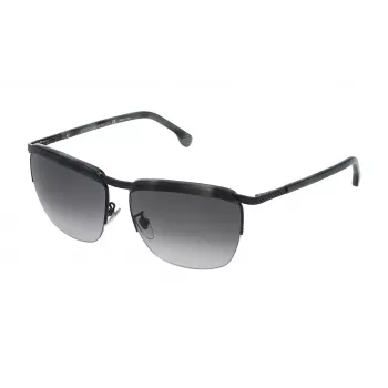 LOZZA SL2282M590531 Unisex Rectangular Sunglasses Havana Acetate Frame Grey Polycarbonate Lenses UV400 59mm