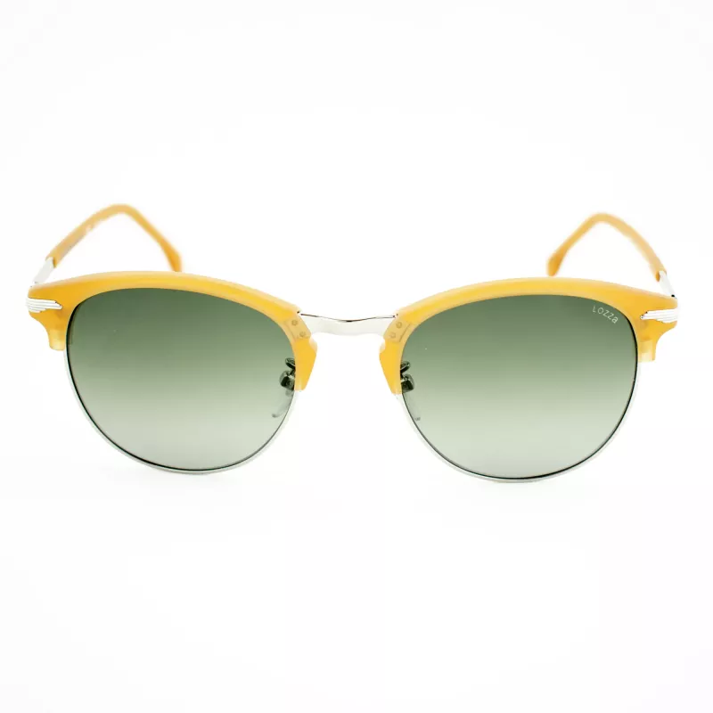 LOZZA SL2293M-579V meeste kandilised päikeseprillid Havana atsetaatraamiga, rohelised polükarbonaat läätsed 52mm
