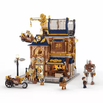 Lumibricks Steampunk Mechanical Workshop Building Blocks Set with LED Lighting - 2150 Pieces