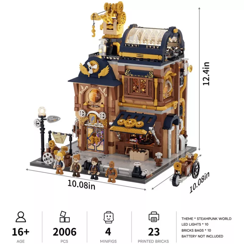 Lumibricks Steampunk Mechanical Workshop Building Blocks Set with LED Lighting - 2150 Pieces