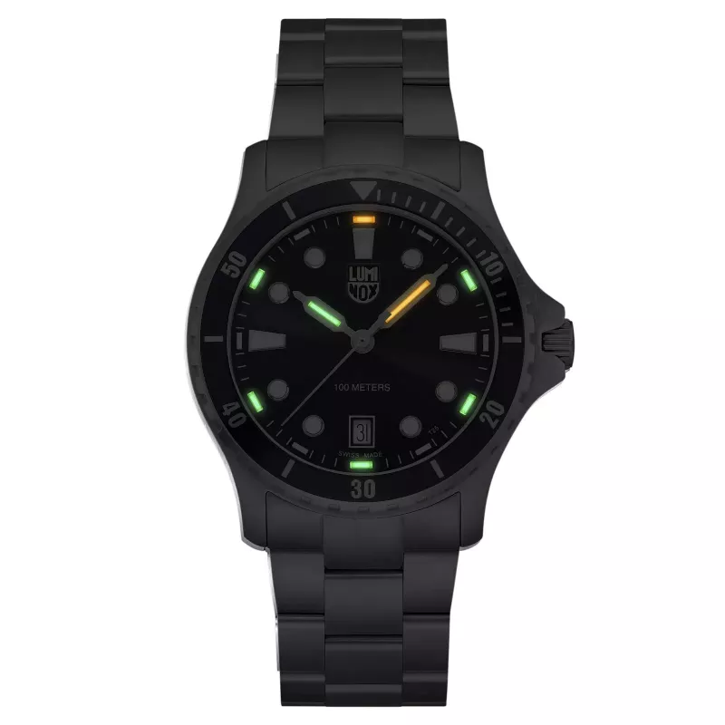 LUMINOX XS.0941 Atacama Field Automatic 1940 Series Watch 44mm Black Dial Leather Strap