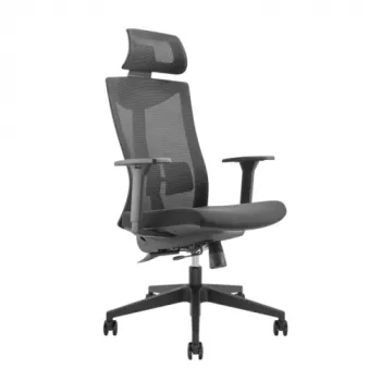 LUMIVIDA HS084721 Ergonoomiline kontoritool reguleeritava peatoe ja nimmetoega, hingava võrkseljatoega, must