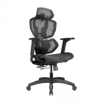 LUMIVIDA PREMIUM ergonoomiline kontoritool pea- ja nimmetoega, 3D reguleeritavad käetoed - must