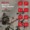 MACLEAN MC-172 Horisontaalne seinale kinnitatav jalgrattahoidik, teras, 30 kg kandevõime, reguleeritav nurk, kokkupandav, must