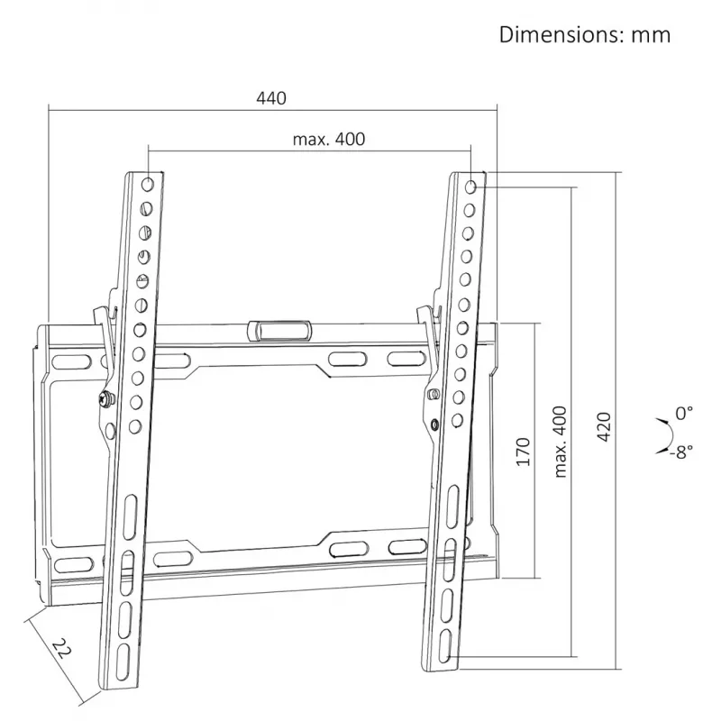 MACLEAN MC-187 Kallutatav TV seinakinnitus 32-75 tollistele ekraanidele, VESA kuni 400x400, 45 kg, must