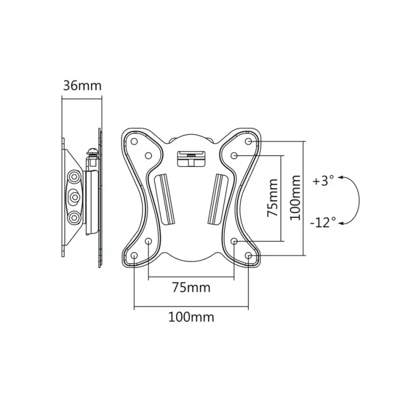 Maclean MC-715 Fikseeritud teleri seinakinnitus 13-27 tolli LCD LED Plasma ekraanidele, VESA 75x75 100x100, 20 kg, must
