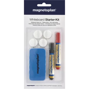 MAGNETOPLAN HOLTZ 37102 tahvli tarvikute komplekt – magnetkustutaja, 4 magnetit, 4 markerit (must/punane)