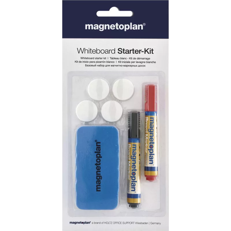 MAGNETOPLAN HOLTZ 37102 tahvli tarvikute komplekt – magnetkustutaja, 4 magnetit, 4 markerit (must/punane)