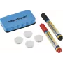 MAGNETOPLAN HOLTZ 37102 tahvli tarvikute komplekt – magnetkustutaja, 4 magnetit, 4 markerit (must/punane)