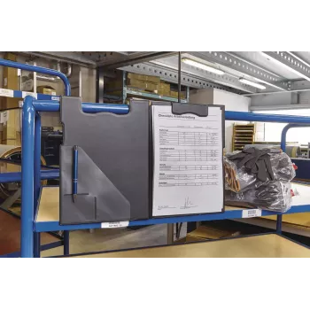 MAGNETOPLAN HOLTZ Magnetiline kirjutusalus A4 Must - Täispinnaline magnetiline tagakülg, Tugev metallklamber, Mahutab kuni 80 lehte, Ferromagnetilistele pindadele 1131512