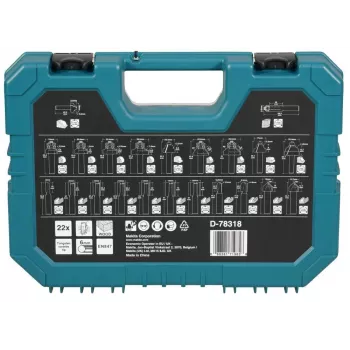 Makita 22-osaline universaalne puurikomplekt HSS-R, müüritise, puidu ja kruvikeerajaga, 6mm