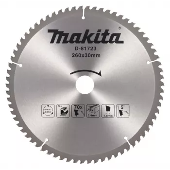 MAKITA Ketassaeleht 260x30x70T TCT ATB Peenviimistlus Puidulõikamiseks