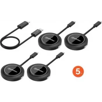 MANHATTAN 1080p juhtmevaba HDMI esitluskomplekt 4 USB-C saatjamooduliga, must