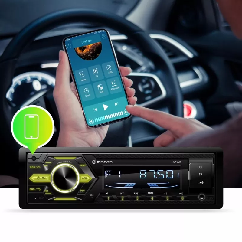 Manta RS4508 Ottawa 1-DIN autoraadio FM-tuuneriga, USB, SD-kaart, AUX, 4x40W, valge LCD-ekraan, sinine valgustus