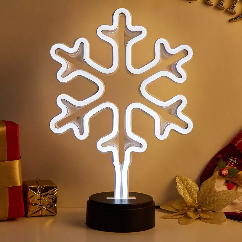 Manta SNL84WH LED Snowflake Decorative Lamp, Cool White, Battery Powered, Hanging, Plastic, White, 200 mm