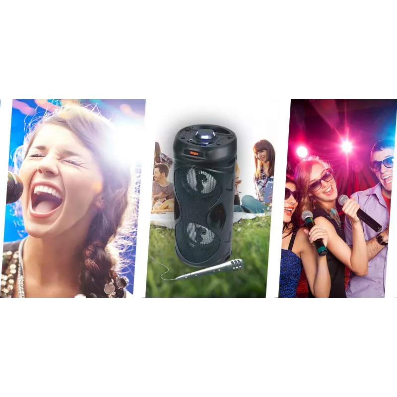 Manta SPK815 kaasaskantav Bluetooth peosüsteem karaokega, 30W RMS, diskotuled, FM-raadio, USB/SD/AUX
