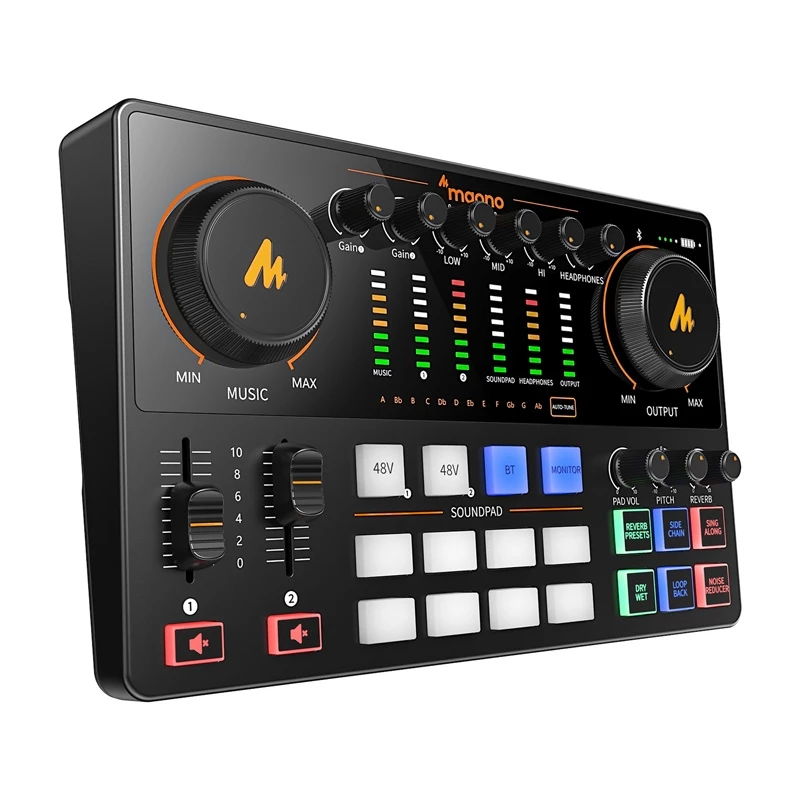 Maono AME2 GEN2 USB-C helikaart – 2 XLR/TRS kombosisendit, +48V fantoomtoide, akutoide