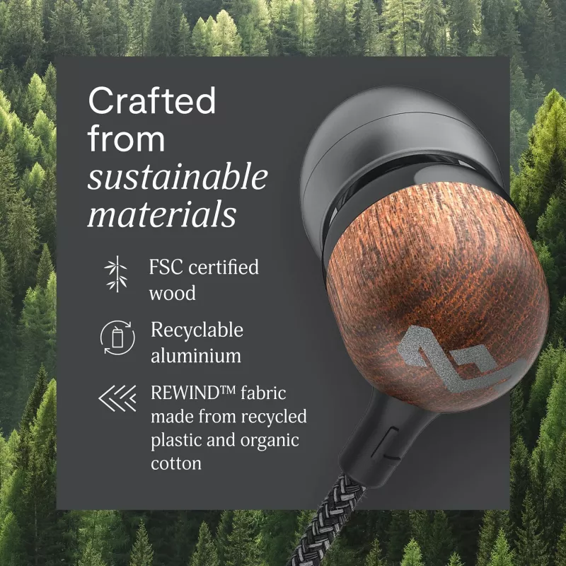 Marley Smile Jamaica juhtmega kõrvaklapid sisseehitatud mikrofoniga, USB-C – Signature Black