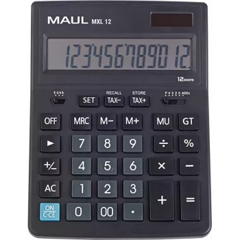 MAUL MXL 12 lauaarvuti ekraaniga kalkulaator 12-kohalise LCD-ekraaniga, maksuarvestus, kahe toiteallikaga, must 7267090