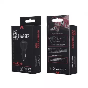 MAXLIFE MXCC-01 Fast Charge 2.1A autolaadija - must