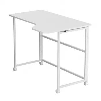 MCN Maclean Kokkupandav L-kujuline laud Valge 100x65 cm liikuv lukustatavate ratastega MC-1250 L/W