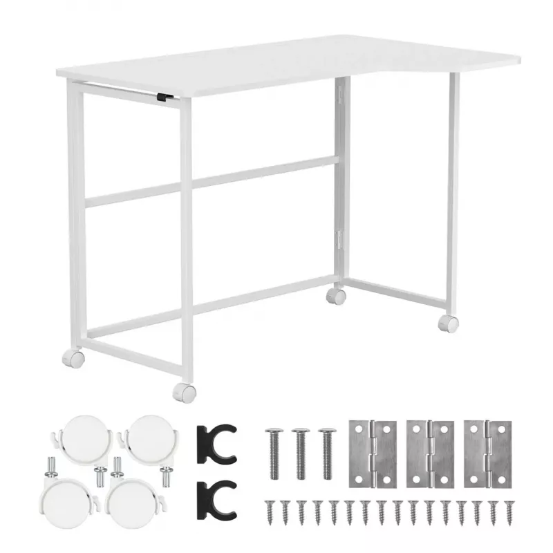 MCN Maclean Kokkupandav L-kujuline laud Valge 100x65 cm liikuv lukustatavate ratastega MC-1250 L/W