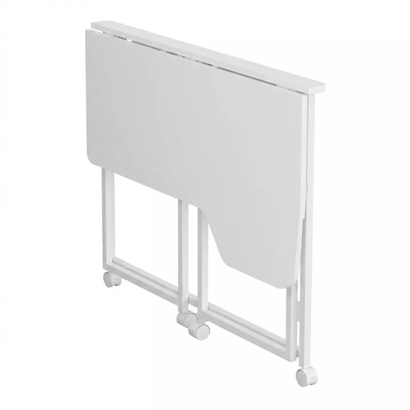 MCN Maclean Kokkupandav L-kujuline laud Valge 100x65 cm liikuv lukustatavate ratastega MC-1250 L/W