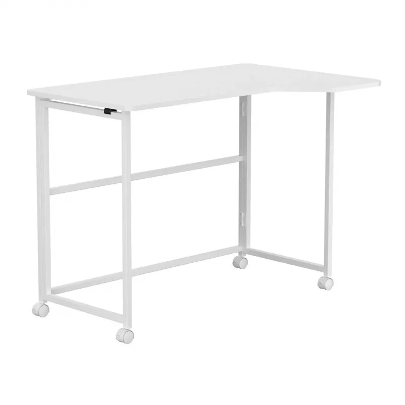MCN Maclean Kokkupandav L-kujuline laud Valge 100x65 cm liikuv lukustatavate ratastega MC-1250 L/W