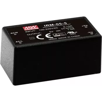 MEAN WELL IRM-05-12 5W AC/DC kapseldatud toitemoodul, 12V 0.42A, PCB paigaldus, must