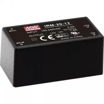 MEAN WELL IRM-20-15 - 20W 15V 1.34A suletud PCB-paigaldusega toiteallikas, 85-264VAC sisend, must