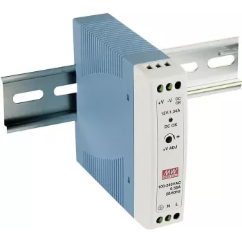 MEAN WELL MDR-20-5 DIN-liinile paigaldatav toiteplokk 15W 5V 3A
